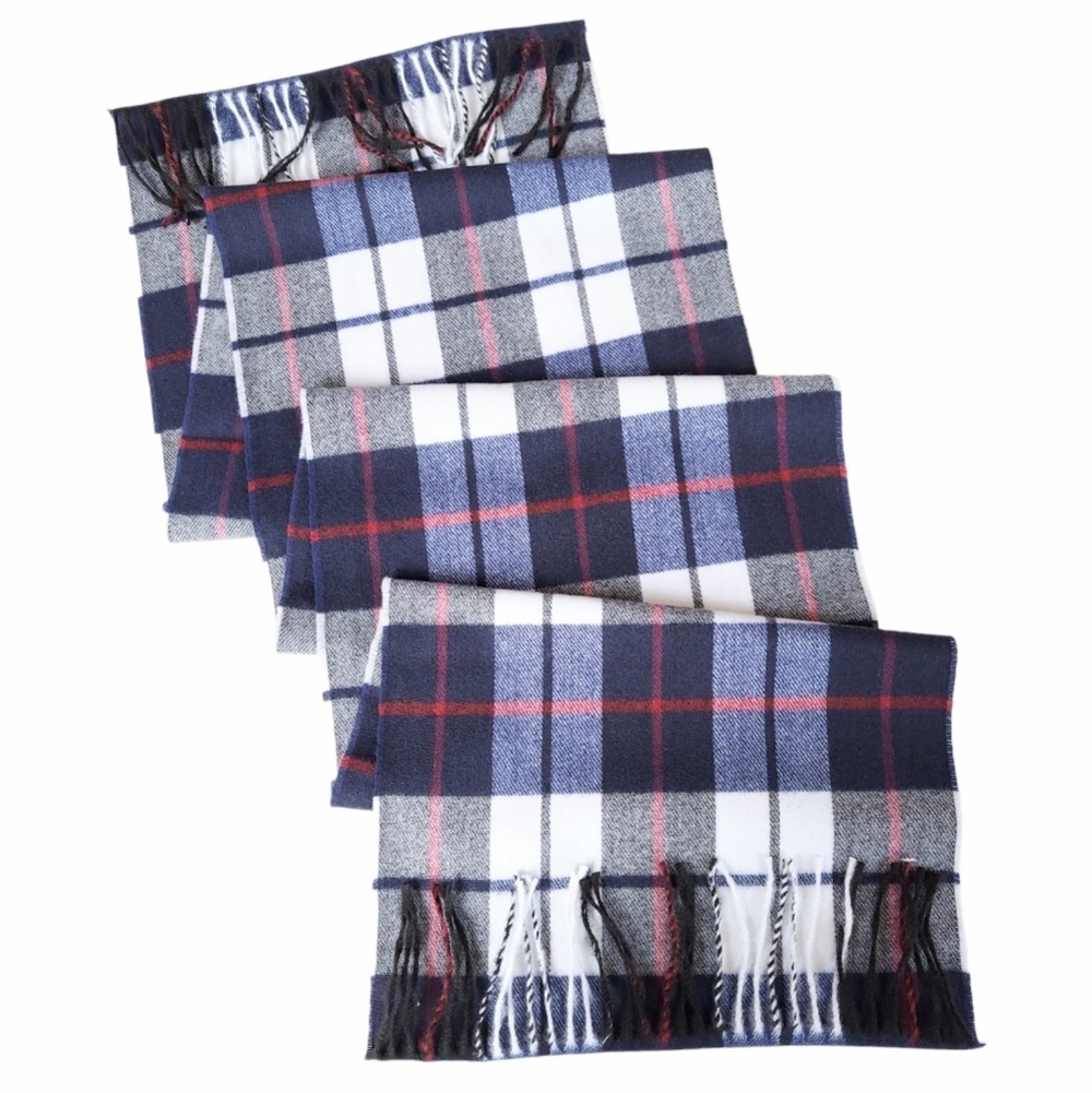 Classic Scarf Navy Blue Womens Unisex Neck Scarf Plaid Winter Scarf Warm Acrylic - Picture 2 of 11